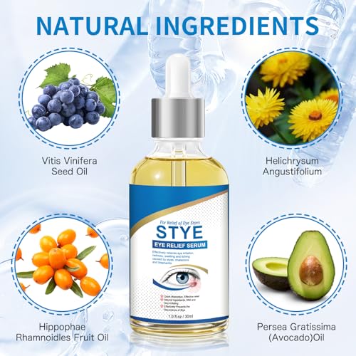 Stye Eye Treatment, Natural Stye Relief Serum for Styes, Chalazions and Blepharitis, Quickly Relieves Eye Irritation and Restores Healthier Skin,30ML