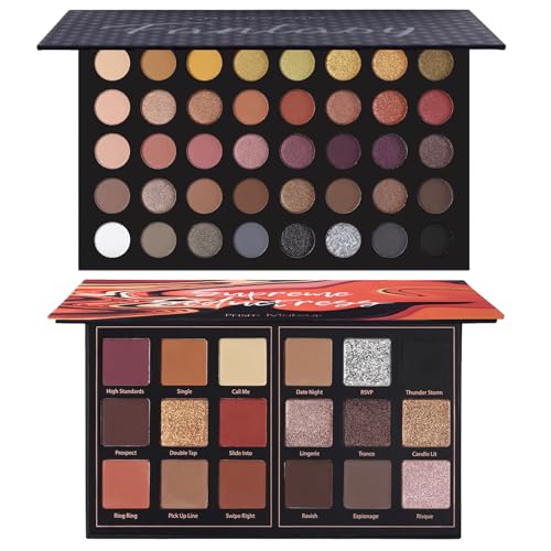 Prism Makeup 40 Colors Neutral and Smokey Palette with 18 Colors Dark Brown Rusty Smokey Eyeshadow Palette