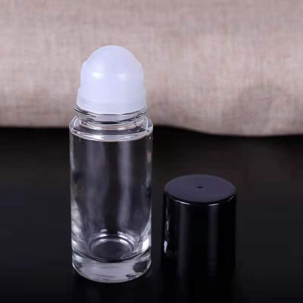 2 Pcs Clear Empty Glass Essential Oil Roller Bottles Vials Containers Refillable Roll-on Bottles with Funnel 30ML Refillable Cosmetic Containers Roller Balls for Essential Oils (Brown)