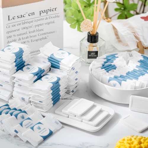Kacctyen 300 Pcs 0.35oz Mini Bar Soap Bulk Individually Wrapped Bulk Hand Hotel Soap Bars Travel Size Toiletries for Hospitality Guest Bathroom Vacation Rentals