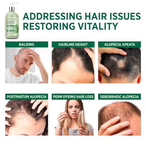 Svvimer Rosemary Hair Thickening Shampoo 11.8 Oz Pack of 2 for Fuller, Stronger Hair