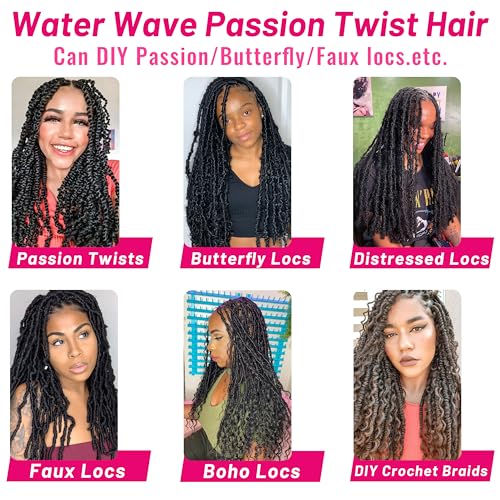 Dorsanee Passion Twist Hair 18 Inch - Water Wave Crochet Hair, 7 Packs, #Tgray