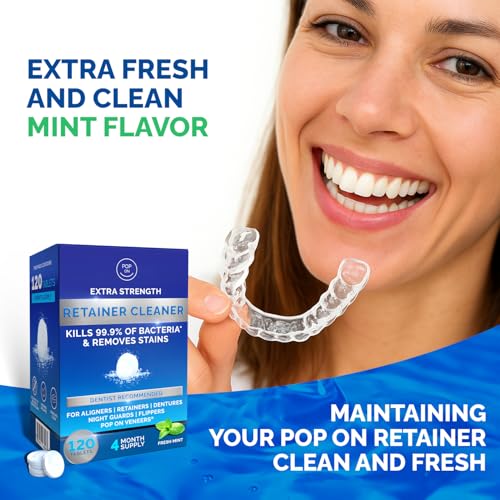 Retainer Cleaner Tablets for Invisalign - 4-Month Supply Pack of 3, Ultrasonic Safe Denture & Mouthguard Cleaning
