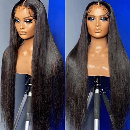 30 Inch Black Synthetic Lace Front Wig with Baby Hair - Light Yaki, Glueless, Pre-Plucked, Natural Hairline for Women - Variation #30 Inch Black