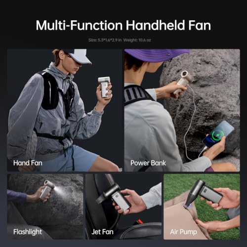 Portable Handheld Fan with 9000mAh Battery & 100 Speed Settings - Grey / Casual