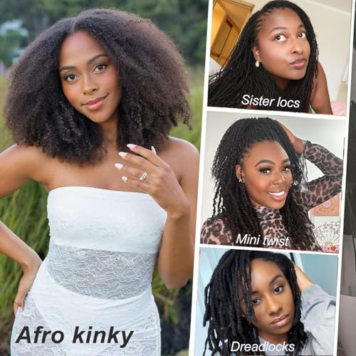 Serreal Afro Kinkys Bulk 12in 50g Human Hair for Braiding, Light Brown 12"