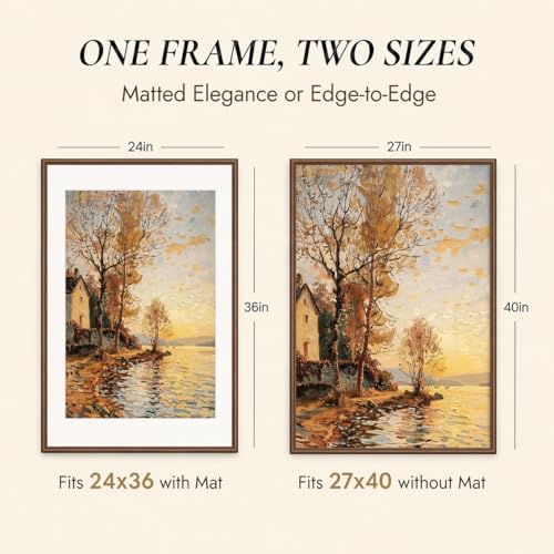 USA-Sourced Walnut Wood Picture Frame 27x40 - Solid Wall & Tabletop Display