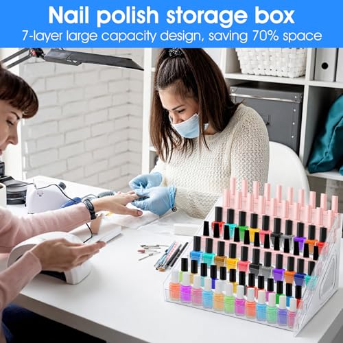 Acrylic Nail Polish Organizer Stand 84 Bottles 7 Layers Clear Display Rack