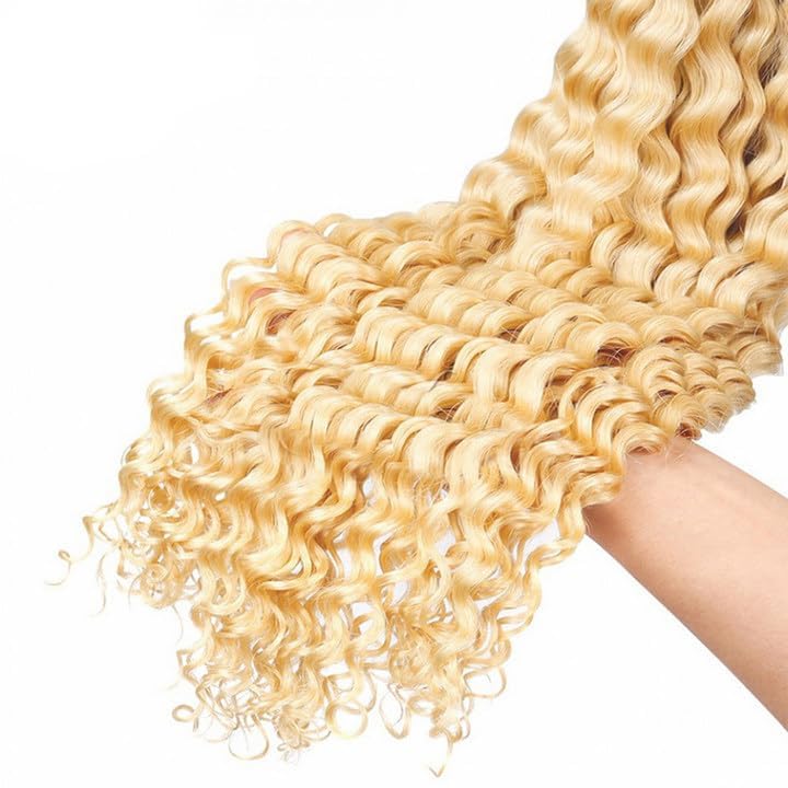 Blonde Deep Wave Human Braiding Hair for Boho Braids - 18 Inch, #613, 150g Variation of THIS listing