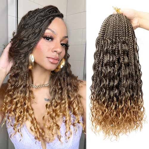 18 Inch Goddess Box Braids Crochet Hair for Black Women - T1B/27# - Pack of 7