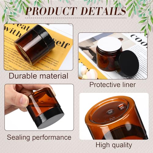 Amber Plastic Jars with Black Lids 2 oz - 40 Pack Cosmetic Containers