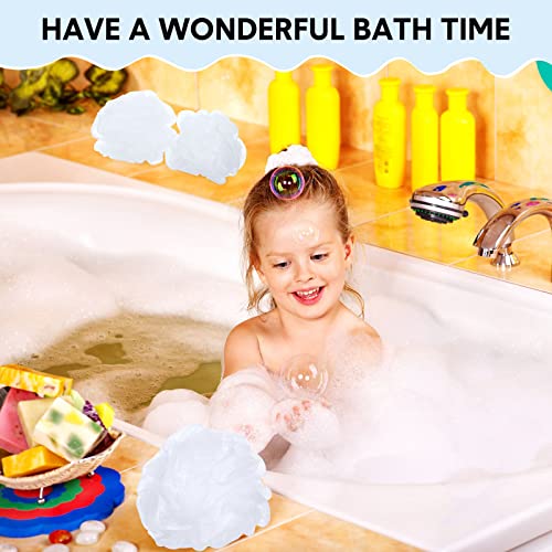 CHENGU 50 Pack Loofah Sponge Bath Sponge Shower Loofah Mesh Shower Ball Bath Pouf Wash Body Puff for Women Men, 30 g(White,Classic)