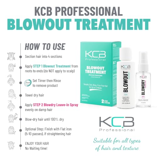 KCB Professional Keratin Hair Treatment - Frizz Control & Straightening, Formaldehyde-Free, All Hair Types, 3.38 Fl Oz