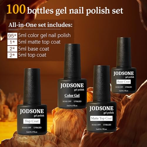 100PCS Gel Nail Polish Kit - 95 Colors + No Wipe Base & Top Coat - Variation 01