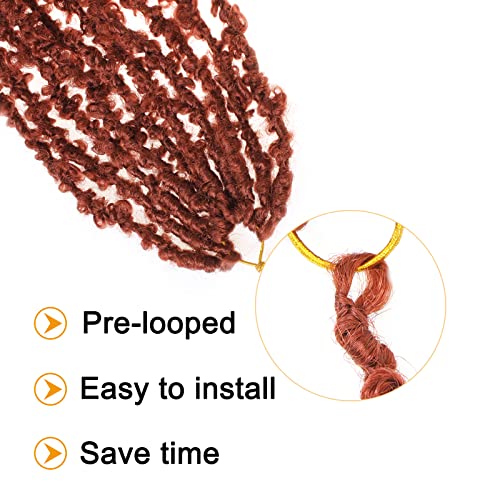 ZRQ 30 Inch Ginger Butterfly Locs Crochet Hair Extensions (6 Packs, 60 Roots) - Pre-Looped, 100% Handmade