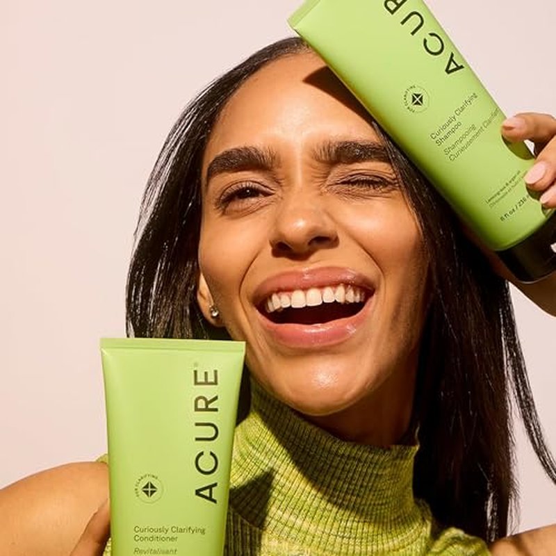 Acure Curiously Clarifying Conditioner - Hair Conditioner for Women & Men with Oily Hair & Residue, Lightweight Hair Care for Curly, Straight, Thick & Thin Locks, Sulfate Free, Vegan - 8 fl oz