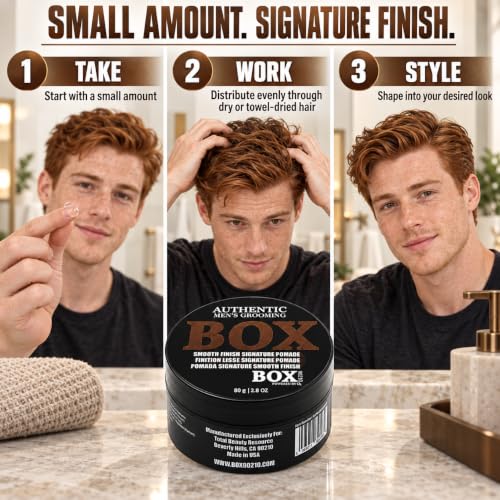 Men's Strong Hold Hair Pomade - Sleek & Polished Finish, Adds Shine & Definition, 80g