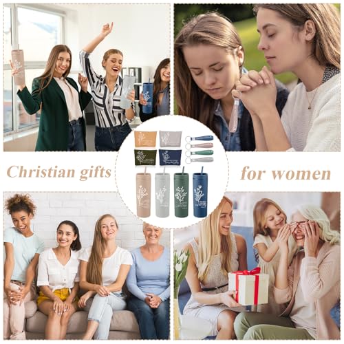 Christian Appreciation Gift Set for Women - Morandi Colors, Floral Design, 4-Piece Religious Gift Bundle