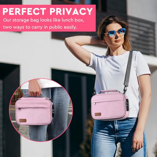 PODAHO Solid Travel Carrier Case with 10 Accessories, Multi-Use On-The-Go Organizers Box Case with Combination Lock, Portable Containers Pouch, Great Gift for Women, (Pink Set)
