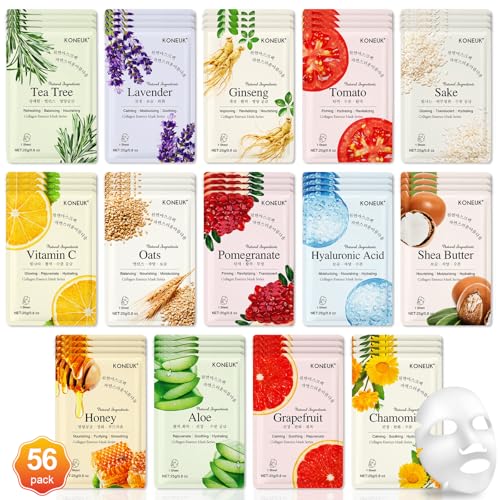 C-56 Pack Facial Masks - Hydrating Sheet Masks for Women Skincare Gift Set