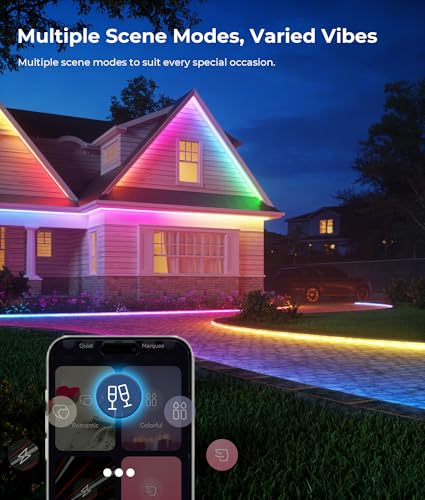 65.6ft RGB Outdoor LED Strip Lights - Waterproof, Voice & App Control