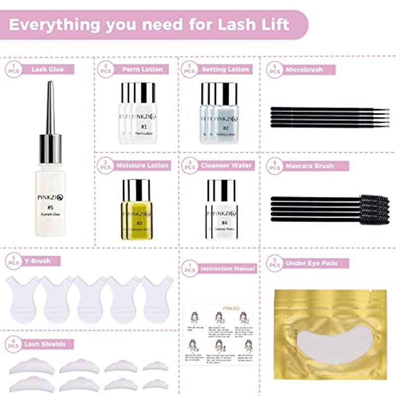 Lash Lift Kit Eyelash Perm Kit, Professional Eyelash Lash Curling, Semi-Permanent Curling Perming Suitable For Salon, Pink