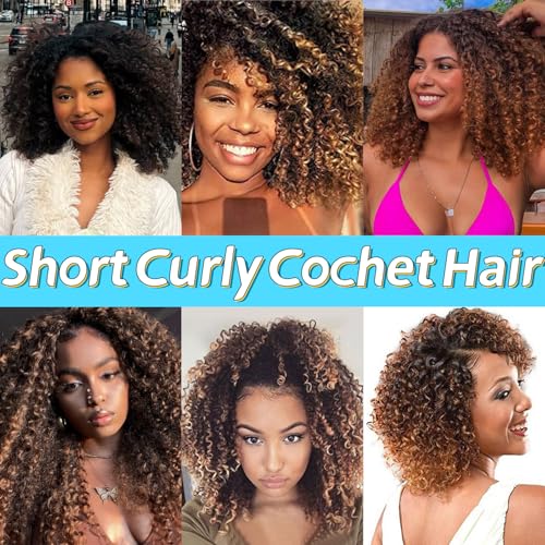 CooCooJoo 12-Inch Short Passion Twist Crochet Hair - 8 Bundles, 1B/30#, Kinky Curly for Black Women & Kids