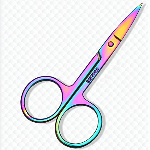 WOKOTO Nail Tweezers And Scissors Kit Straight Curved Rainbow Stainless Steel Precision Tweezers Set For Nail Art Sticker Rhinestone Eyelash Extensions Picker Tools