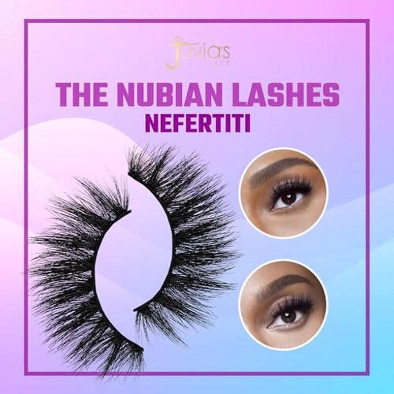 Juvia's Place Nubian Eyelashes Nefertiti - Eyelash Extension for Day or Night Use, Vegan Mink Lashes, Cruelty-Free Fluffy Lashes, Reusable Adhesive, Matte Black Mink Eyelashes Natural Look