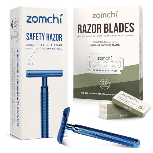 Upgrade Double Edge Safety Razor with 100 Counts Safety Razor Blades