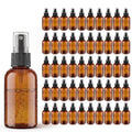 48 Pack Travel Size Amber Spray Bottles - Fine Mist Plastic Refill Sprays for Hair, Skin, Plants & More
