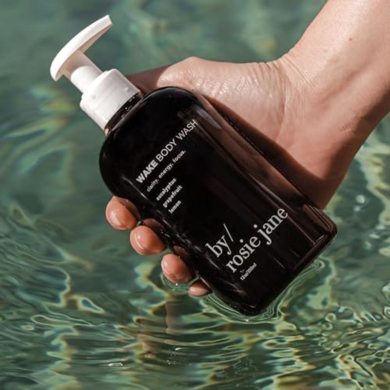 By Rosie Jane Wake Body Wash - Creamy, Hydrating Body Wash Made with Eucalyptus, Grapefruit & Lemon - Supports Skin Elasticity & Builds Collagen - Vegan & Non-Toxic (350ml)