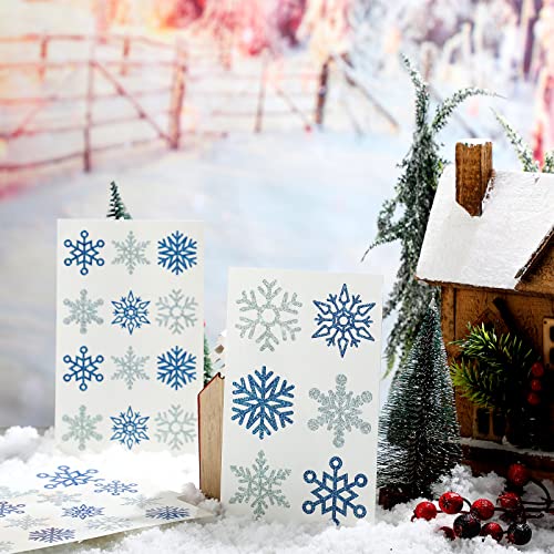Kathfly 180 Pcs Snowflake Temporary Tattoos Winter Christmas Glitter Sticker Party Decorations Supplies Favors Gifts Cute Apparel Accessories for Body Face Women Party Supplies(Snowflake)