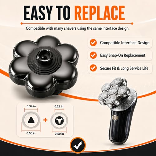 Black 3 Pack 7D Floating Shaver Replacement Heads Compatible with Wyklaus & More
