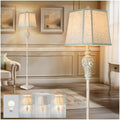 LuxSight Cream Rustic Floor Lamp with Nightlight - Vintage Standing Lamp for Living Room