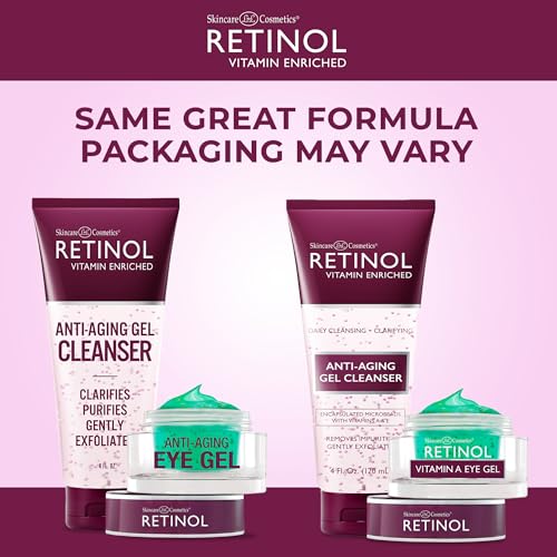 Retinol Anti-Aging Gel Cleanser - Gently Cleans Impurities From Pores & Exfoliates for Soft, Smooth Skin Eye Gel - Reduces Puffiness & Dark Circles, Restores Elasticity