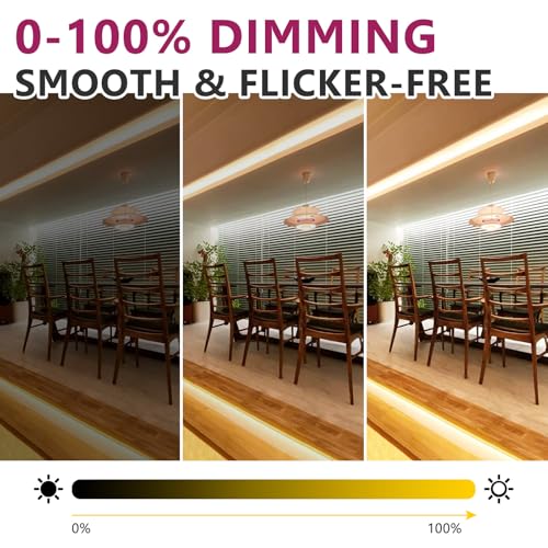 COB LED Strip Lights 3000K Warm White 24V 32.8ft / 10m - Ultra-High Density, Dimmable, Indoor Use