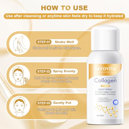 Serovita Collagen Spray 2-Pack - Hydrating Anti-Aging Face & Body Moisturizer