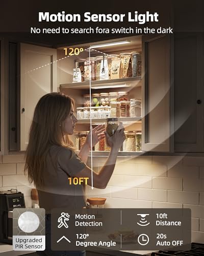 16-inch Rechargeable Motion Sensor Under Cabinet Light 6 Pack - Dimmable & 3 Color Temps