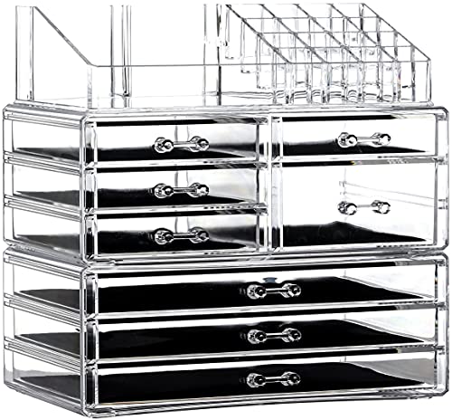 X-Large Acrylic 8-Drawer Makeup Organizer - Clear Stackable Vanity Storage