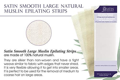 Satin Smooth Muslin Wax Strips for Face & Body Hair Removal - 100 Count Pack of 2