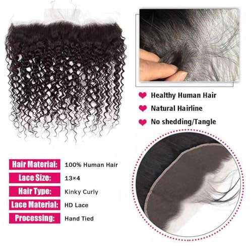 16 Inch Kinky Curly Lace Frontal Closure 13x4 HD Transparent Human Hair