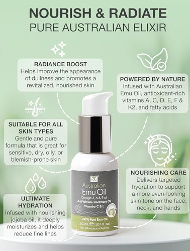 Emu Oil Face & Body Serum with Vitamins E & C - 50ml Natural Moisturizer