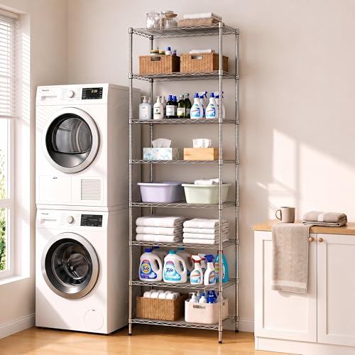 Chrome 8-Tier Wire Shelving Unit - Adjustable Steel Storage Rack 80.7 Inches