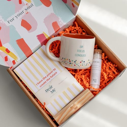 Dear Me Motivation Gift Set ? Affirmation Cards, Handmade Ceramic Mug & Bath Salt ? Mindfulness Gift ? Self-Care Set for Women ? Focus & Productivity Kit for Mental Clarity & Emotional Wellness