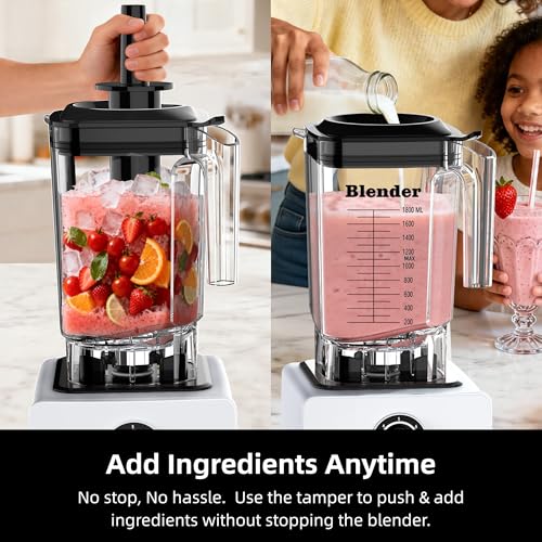 AIZIYO 2200W Heavy Duty Blender for Smoothies & Nut Milk, 60oz BPA-Free Pitcher, Dishwasher Safe, Multiple Programs, White