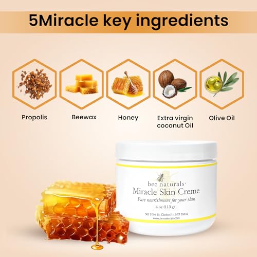 Bee Naturals Miracle Skin Creme - All-Natural Hydrating Cream for Full body - Pure Nourishment with Olive Oil, Beeswax & Coconut Oil - Loved globally for Versatility & Trusted by Generations (4 oz)