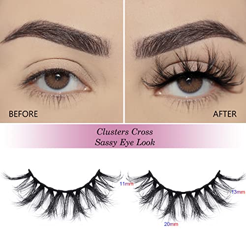 Lashes Bulk Wispy Eyelashes Wholesale 100 Pairs 5 Styles 15mm 18mm Dramatic Cat-Eye Faux Mink Lash Reusable 5D Soft Eyelash with Individual Glitter Portable Pack
