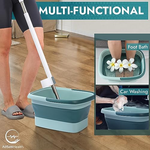 Foldable Foot Soaking Tub with Massage Rollers - Green & Blue Home Spa Bath Basin