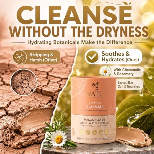 3.5oz Purifying Bentonite Clay Face Mask for Deep Pore Cleansing & Oil Control